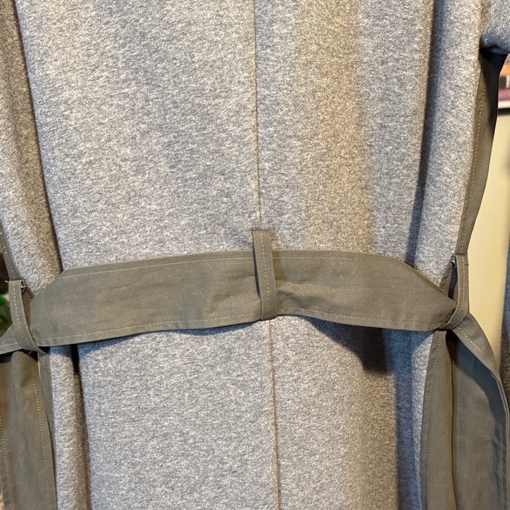EUC Good American 2 Tone Olive Gray Fleece Mixed Media Midi Trench - Picture 13 of 14